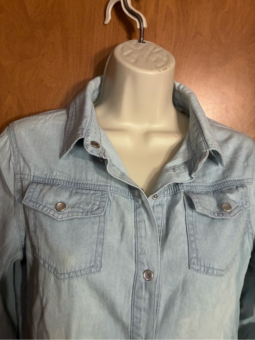 Light Wash Denim Button-Up Tunic - Picture 2 of 4